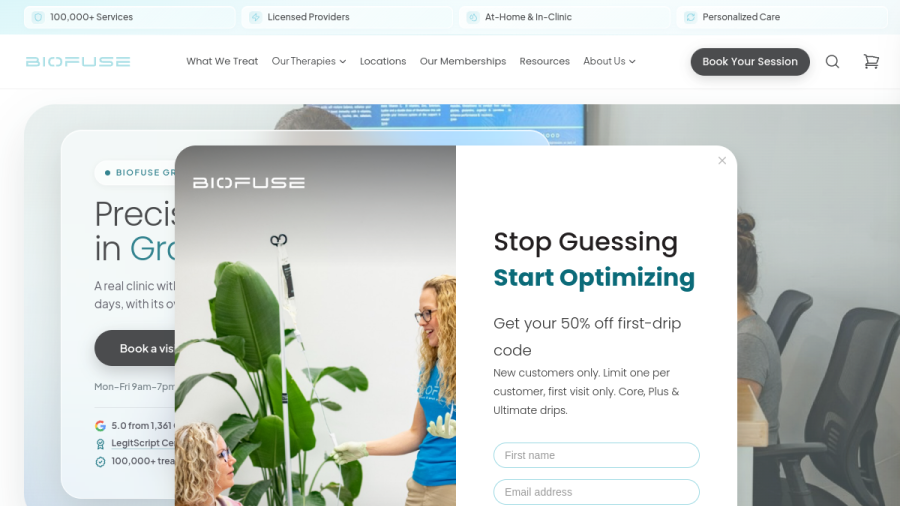Screenshot of BioFuse website