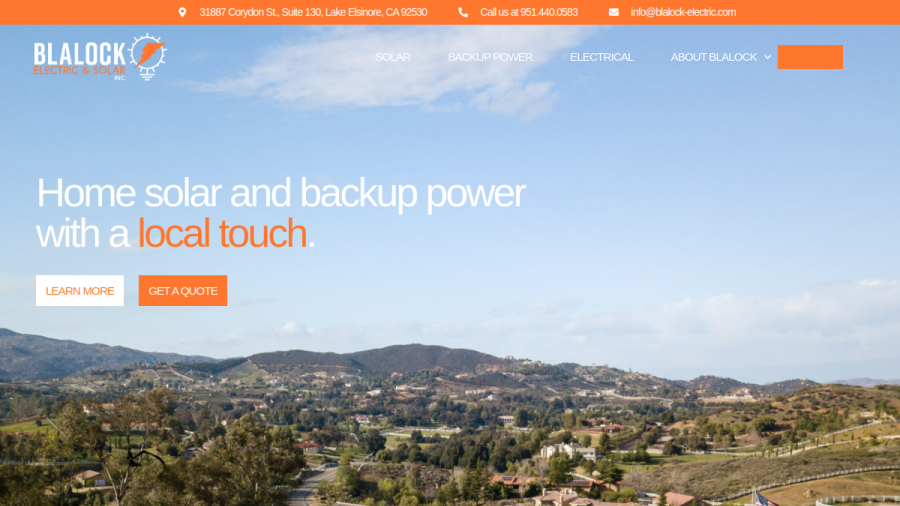 Screenshot of the Blalock Electric website