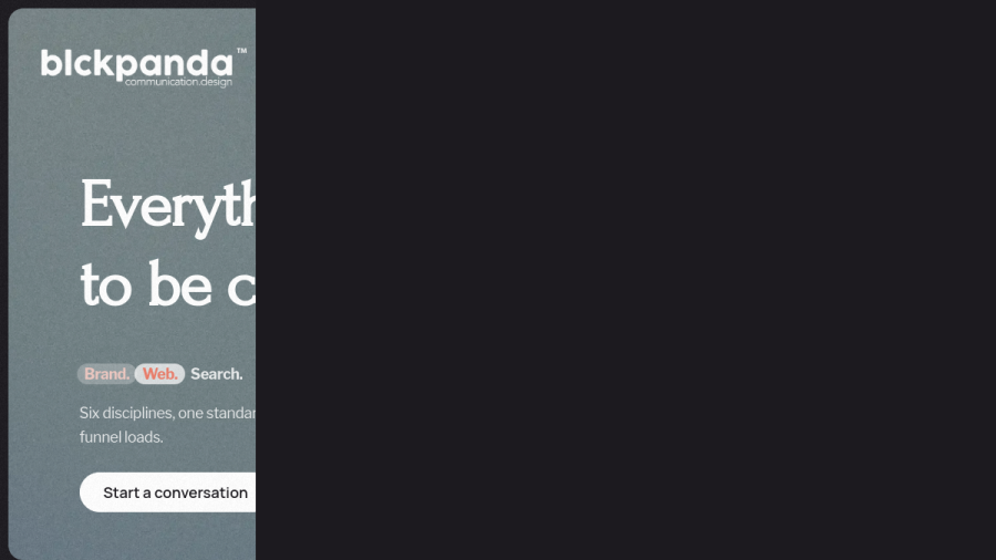 Screenshot of the blckpanda creative website