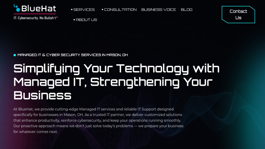 Screenshot of the BlueHat website