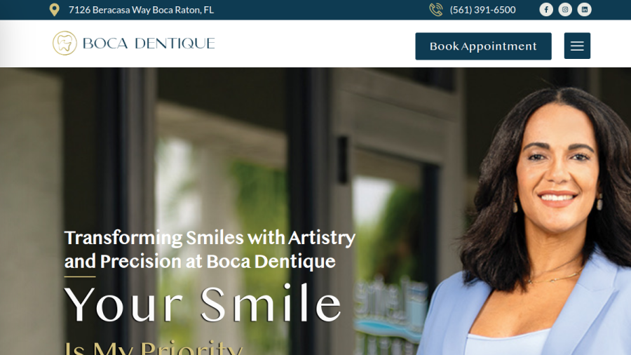 Screenshot of the Boca Dentique website