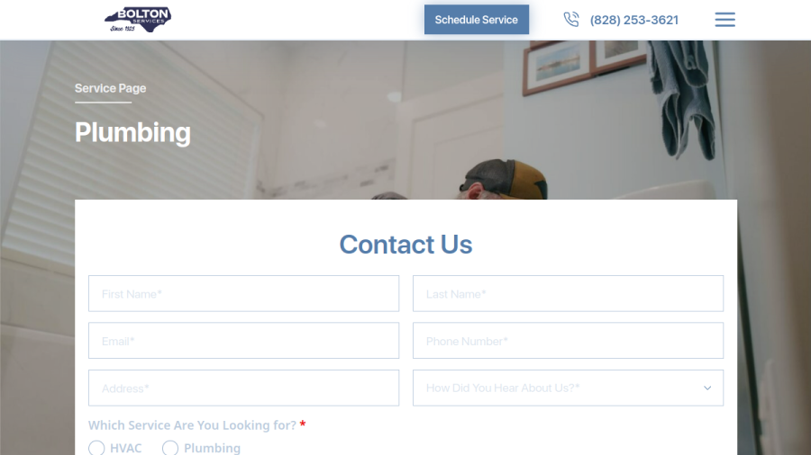 Website screenshot of Bolton Services Of WNC, Inc.
