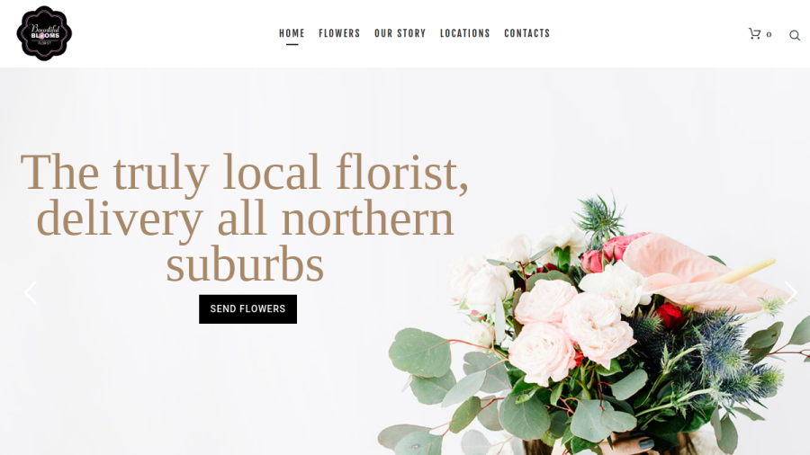 Screenshot of Bountiful Blooms Florist website