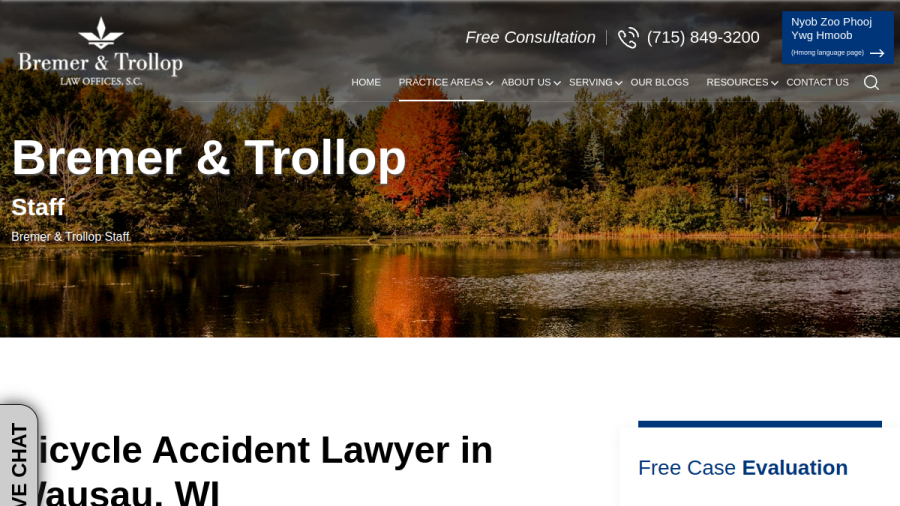 Screenshot of the Bremer & Trollop Law Offices, S.C. website