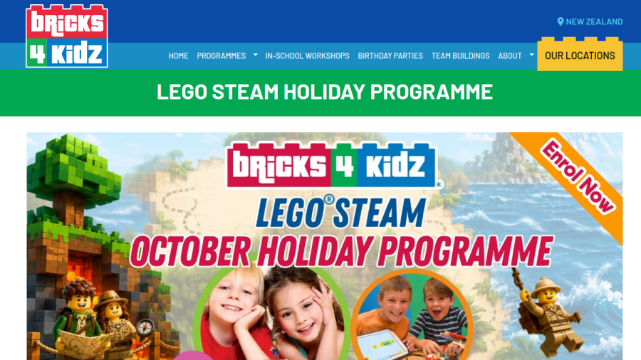 Screenshot of the Bricks 4 Kidz New Zealand website