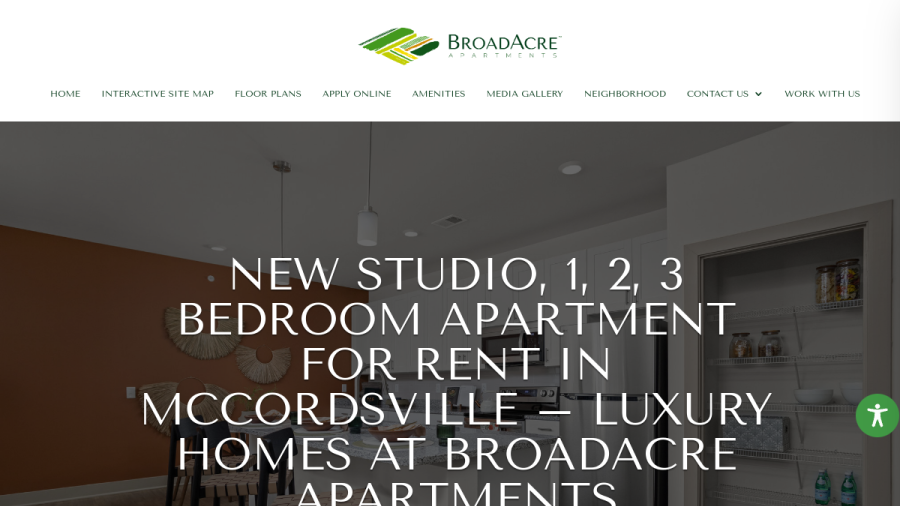Screenshot of the BroadAcre Apartments website