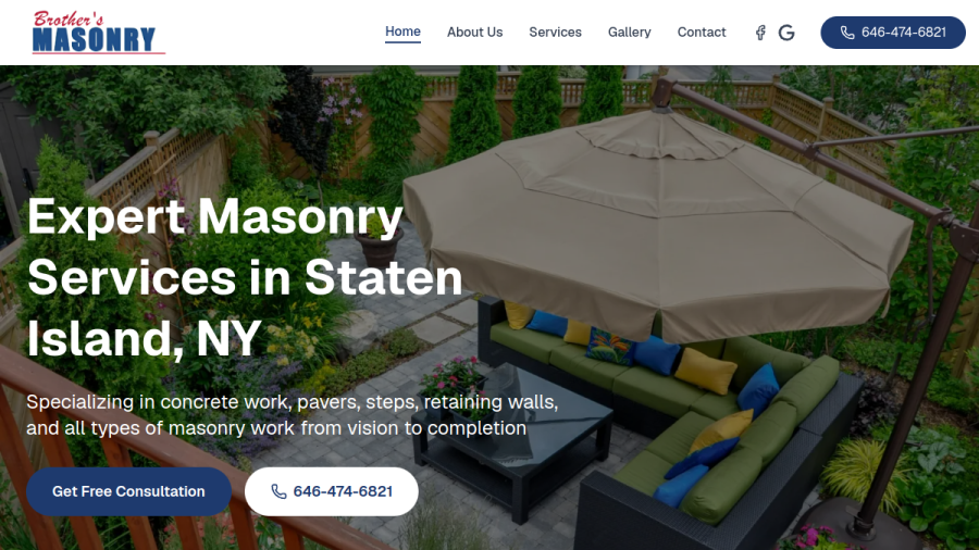 Brothers Masonry NY website preview