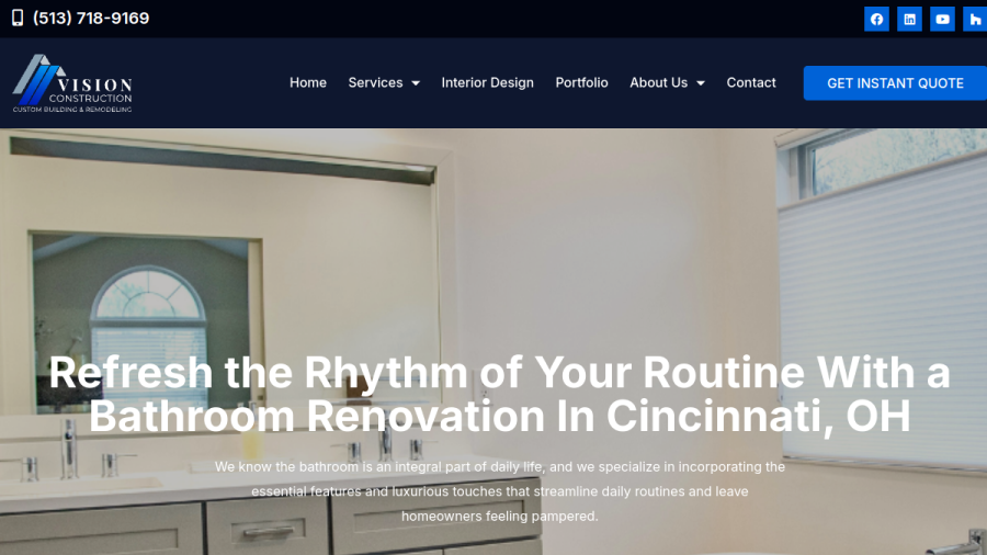 Vision Construction website