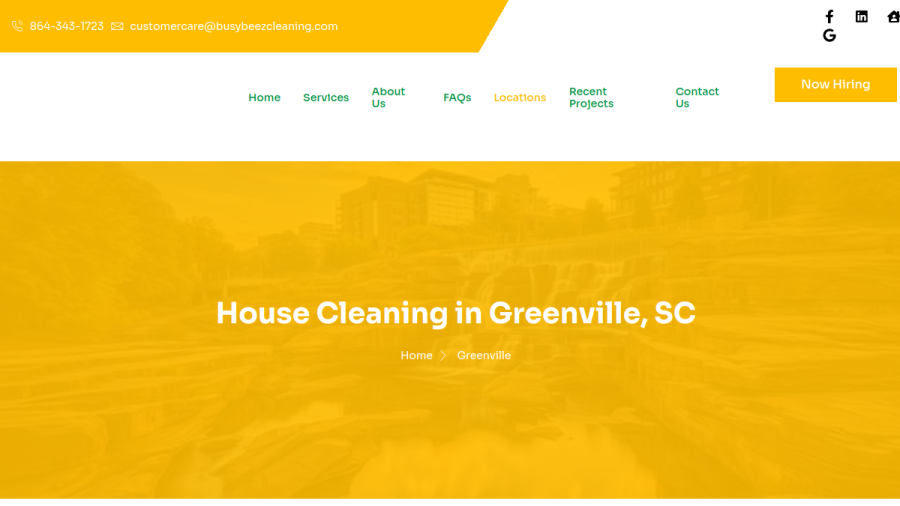 Screenshot of the Busy Beez Cleaning website