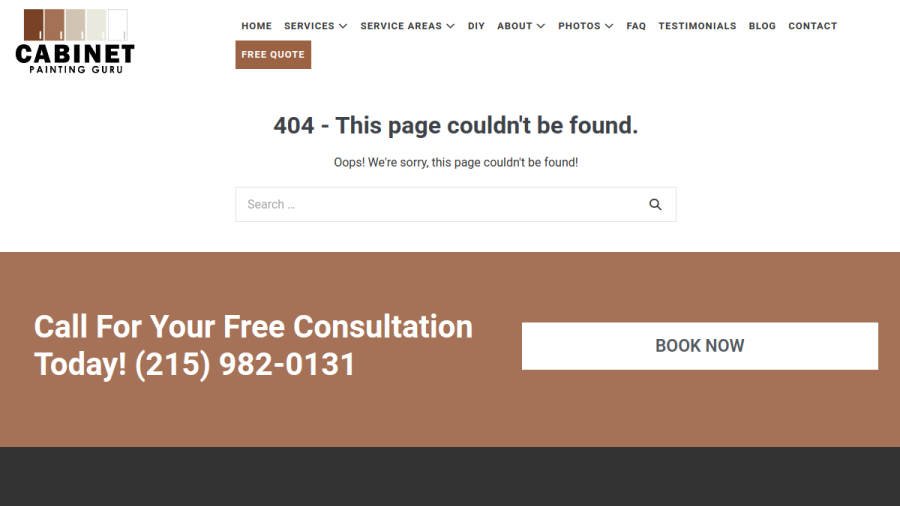 Screenshot of the Cabinet Painting Guru website