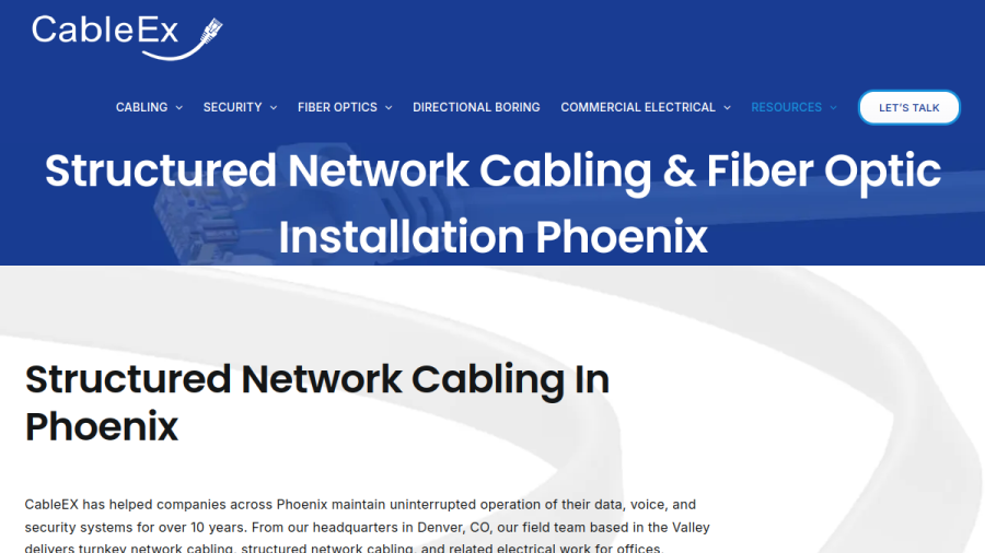 Screenshot of the CableEx Phoenix website