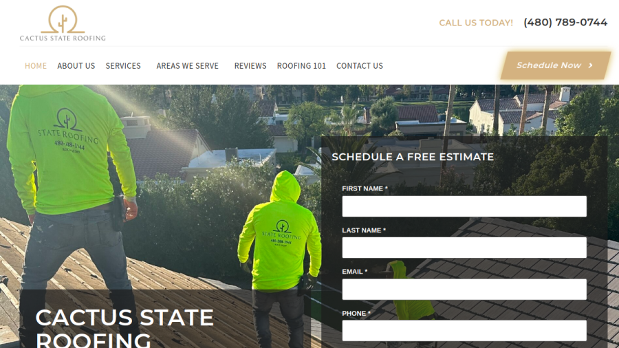 Screenshot of Cactus State Roofing LLC website