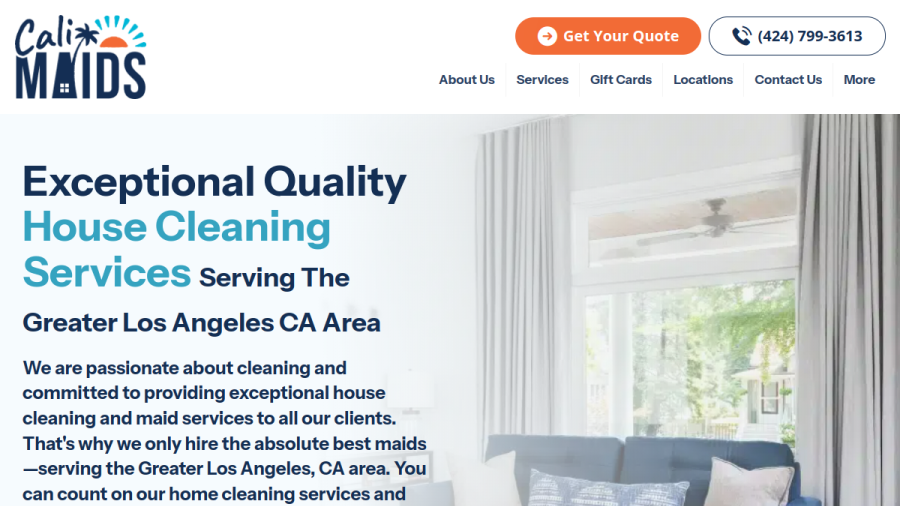 Screenshot of the Cali Maids website