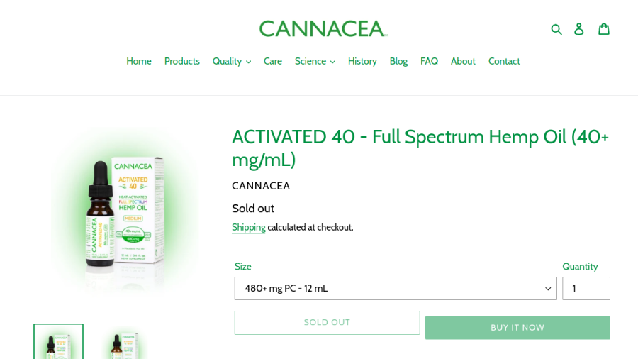 Screenshot of the CBD Hemp Oil website