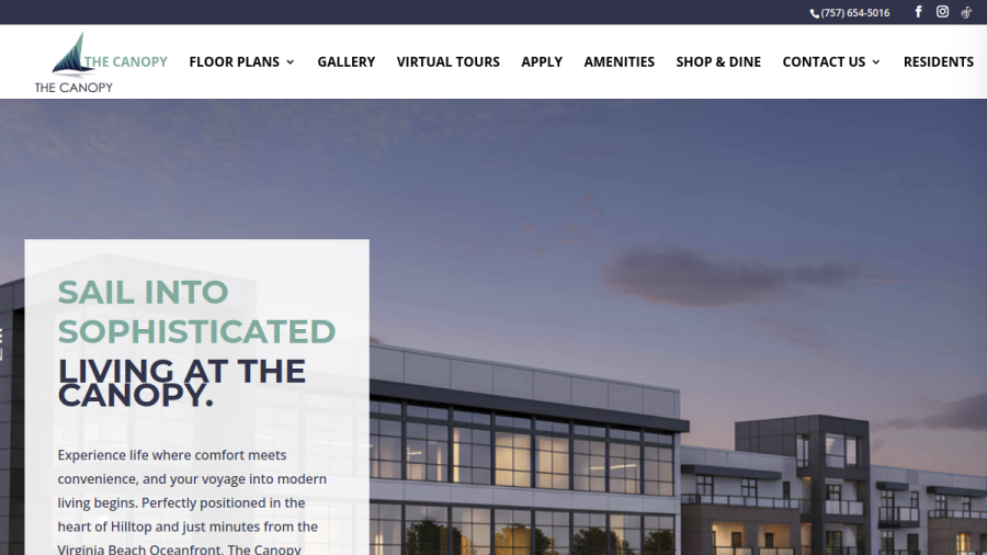 Screenshot of the The Canopy website