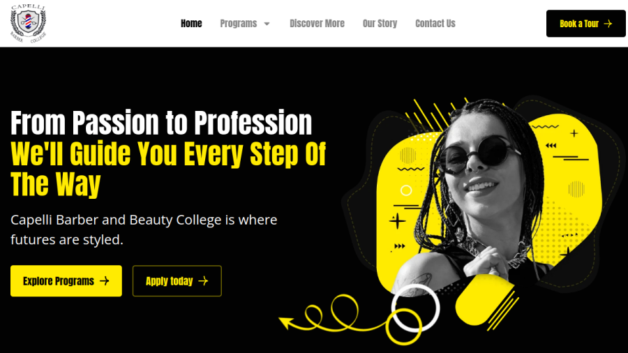 Capelli Barber and Beauty College website screenshot