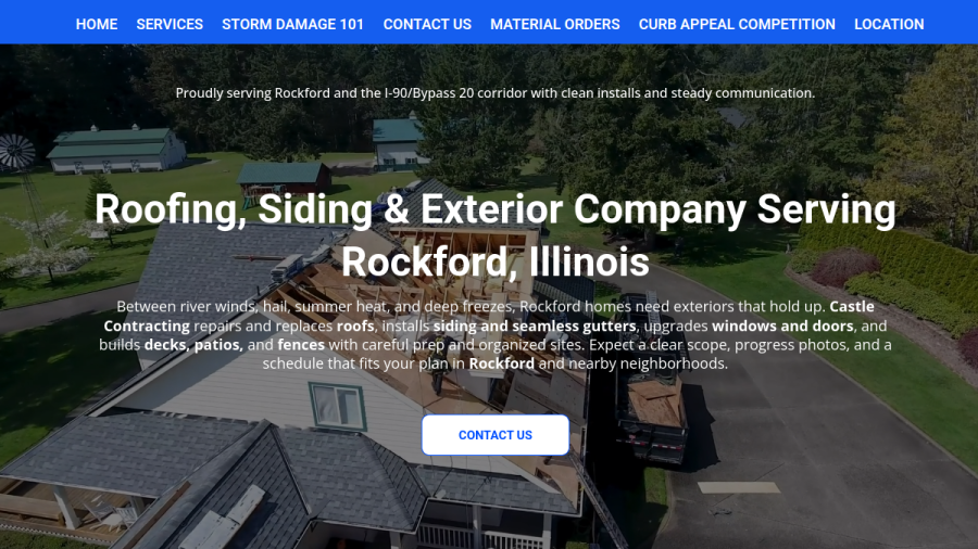Screenshot of Castle Contracting website