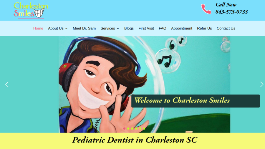 Screenshot of the Charleston Smiles website
