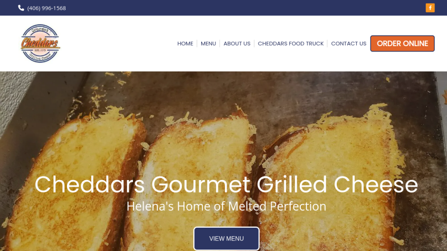 Cheddars Gourmet Grilled Cheese website screenshot