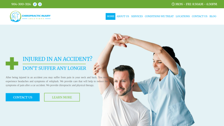Chiropractic Injury Solutions website screenshot