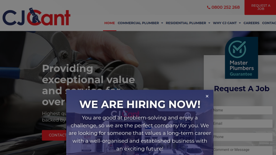 Screenshot of C J Cant Plumbing Ltd website