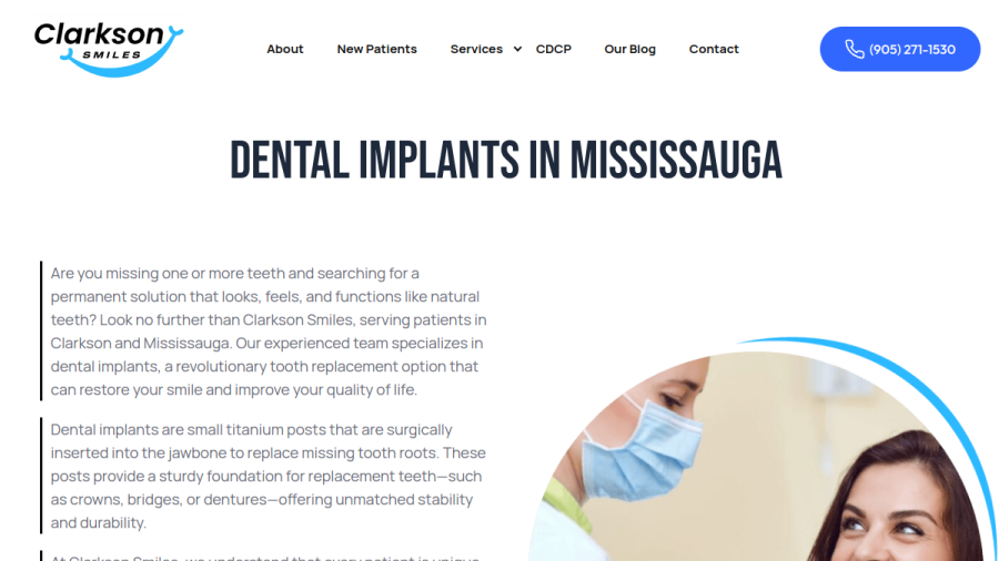Clarkson Smiles Dental website