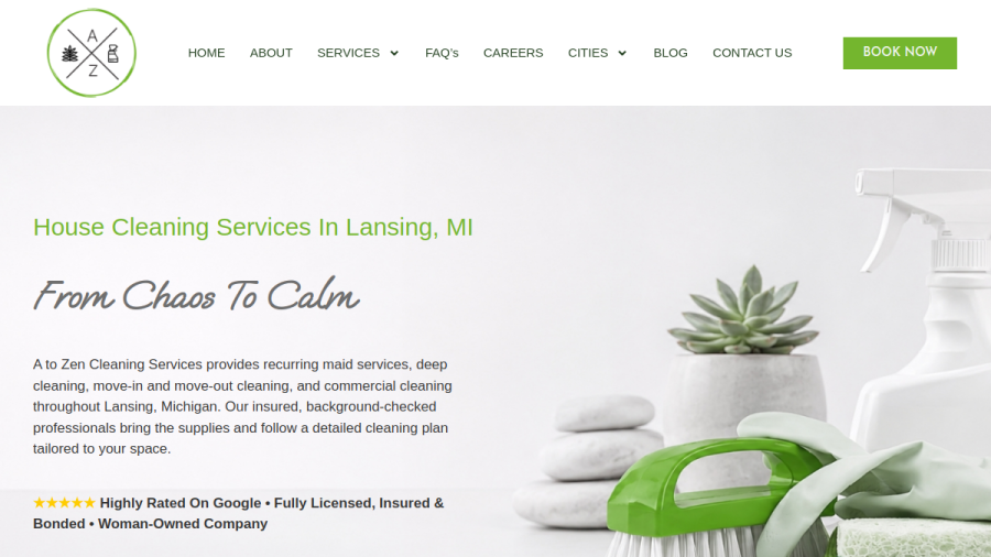 Screenshot of the A To Zen website