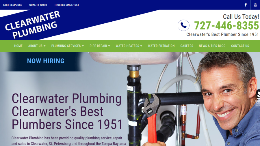 Clearwater Plumbing website screenshot