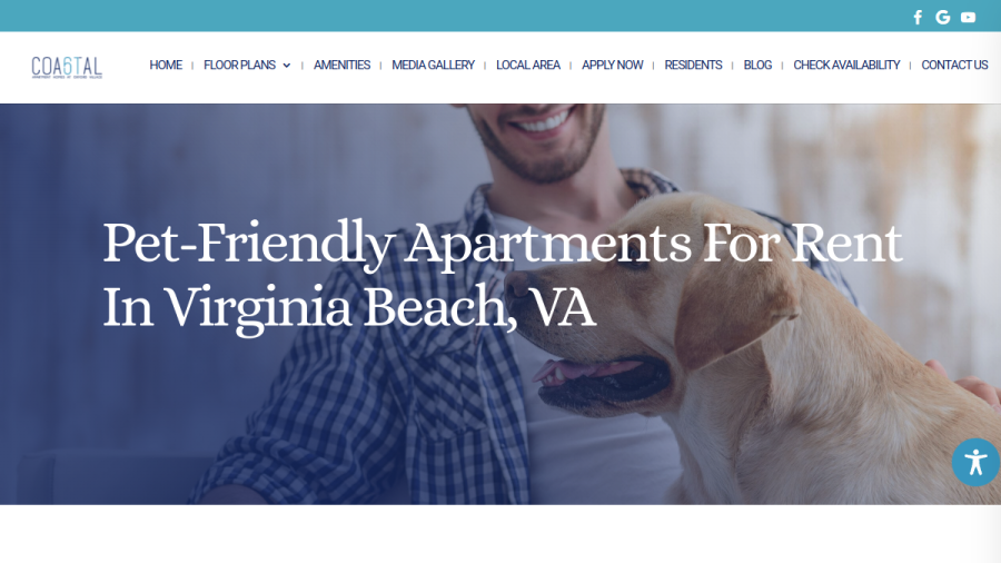 Screenshot of the Coastal 61 Apartments website