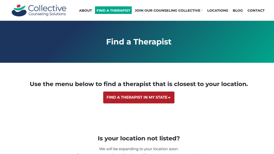 Screenshot of the Collective Counseling Solutions website