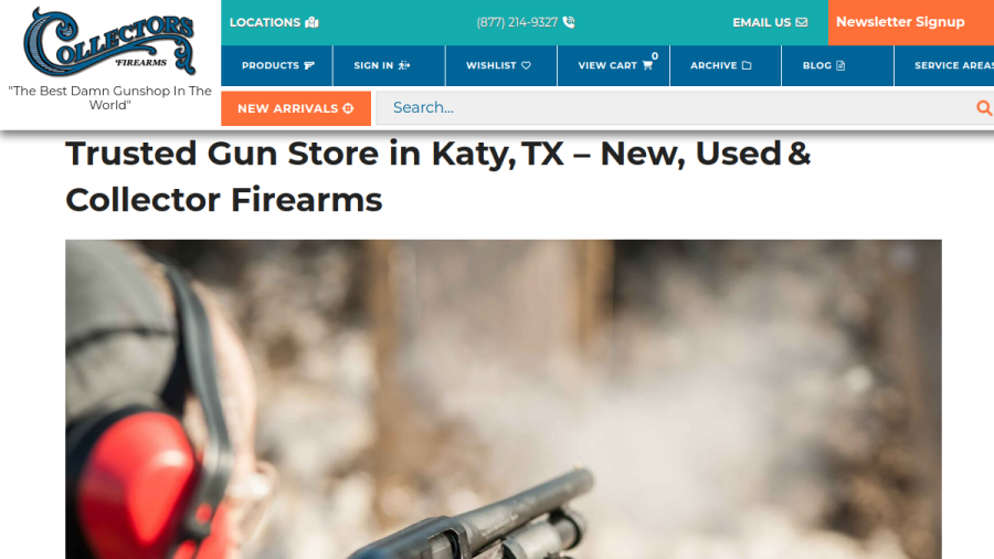 Website screenshot of Collectors Firearms
