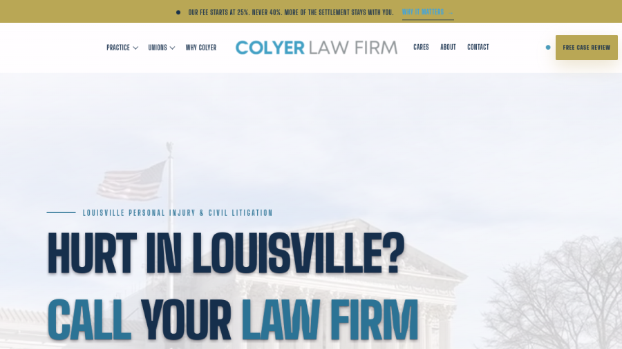 Screenshot of the Colyer Law Firm, PLLC website