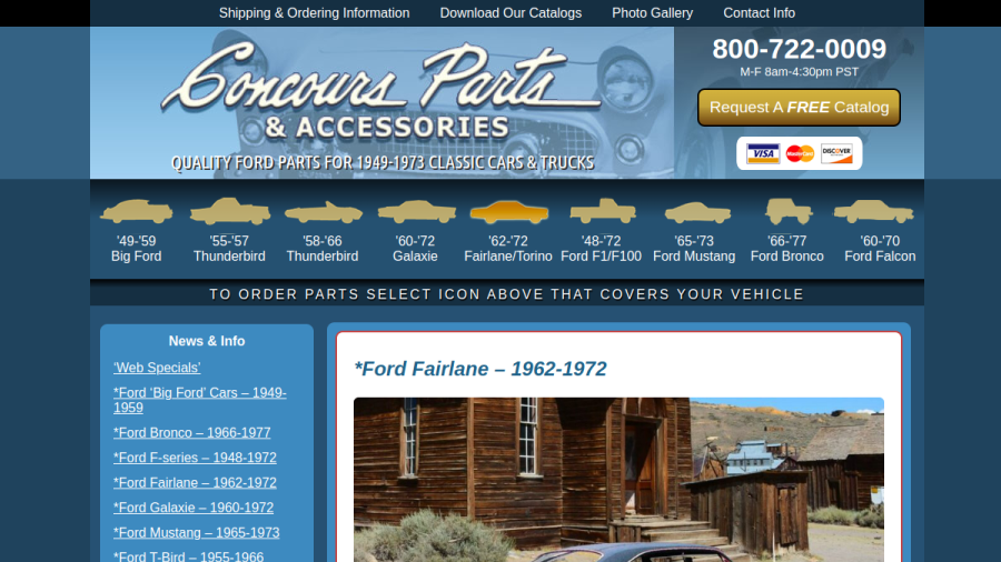 Concours Parts & Accessories website