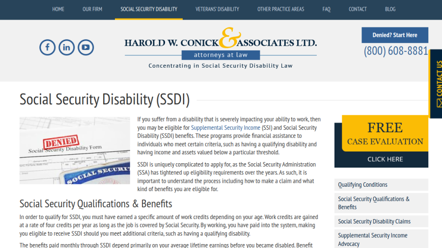 Screenshot of the Harold W. Conick & Associates Ltd. website