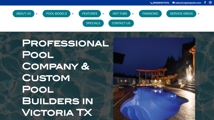 Copano Pools and Spas website