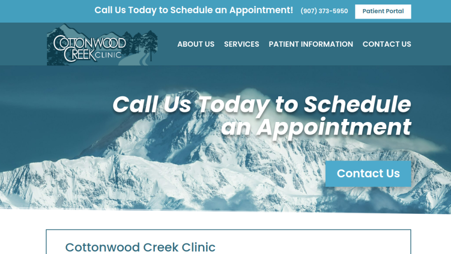 Screenshot of the Cottonwood Creek Clinic Is Your Trusted Source For Family Medicine In Wasilla AK website
