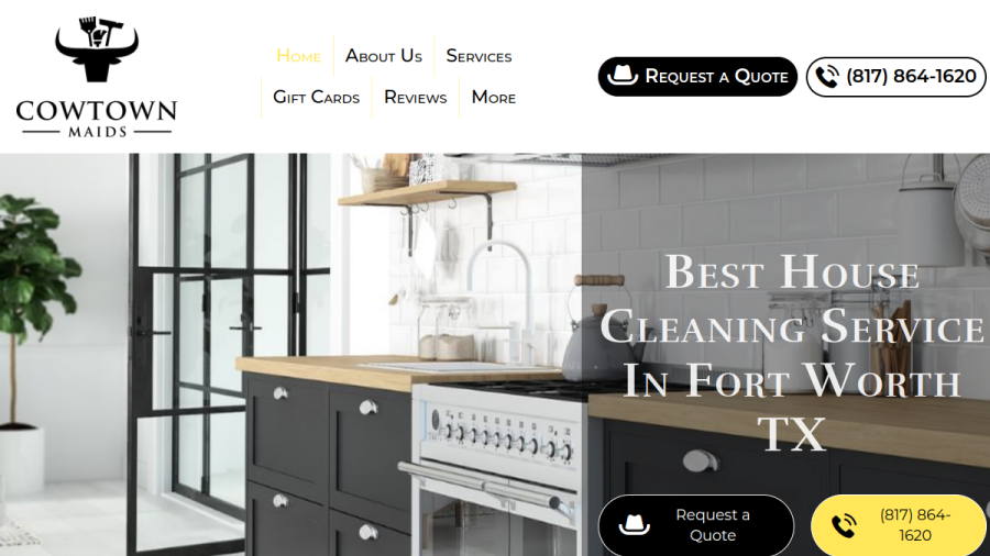 Screenshot of Cowtown Maids website