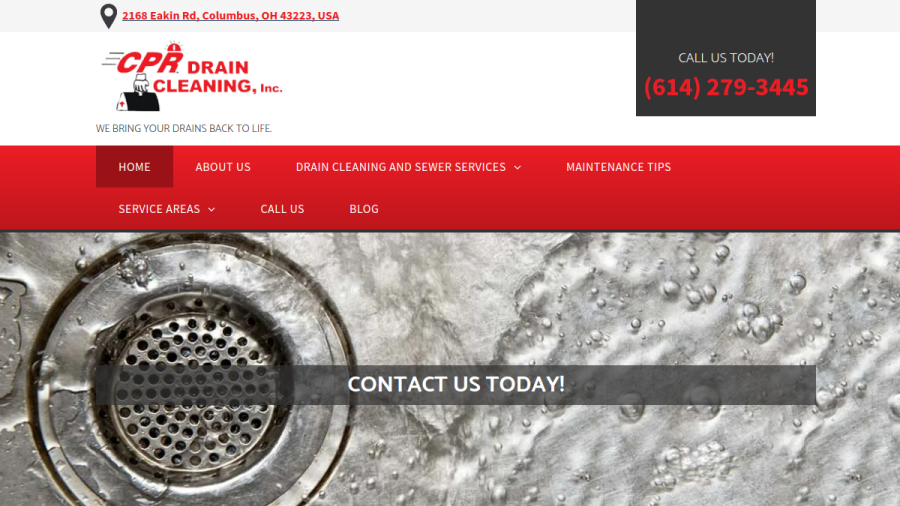 Screenshot of the CPR Drain Cleaning website