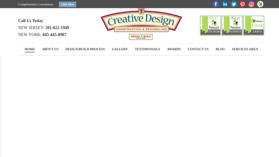 Screenshot of the Creative Design Construction & Remodeling, Inc. website