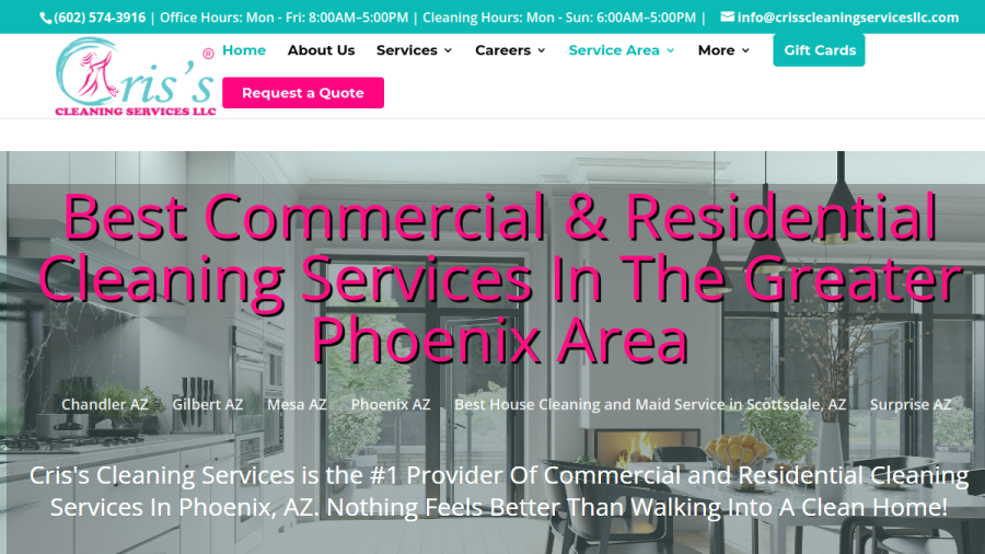 Screenshot of the Cris's Cleaning Services LLC website