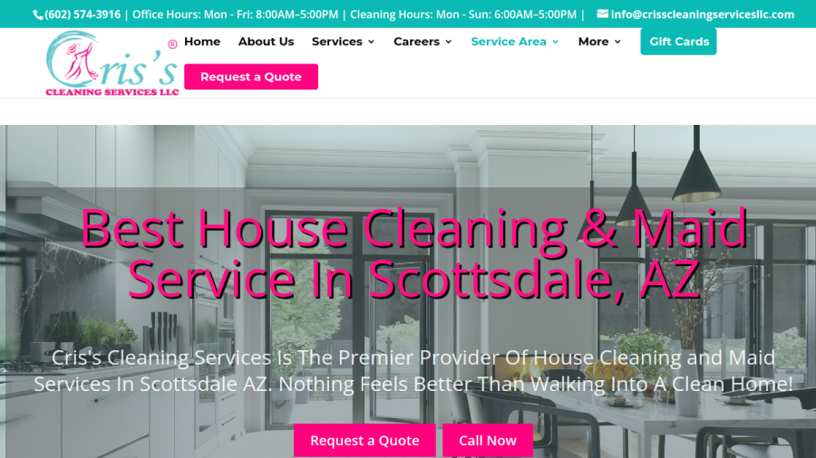 Screenshot of the Cris's Cleaning Services LLC website