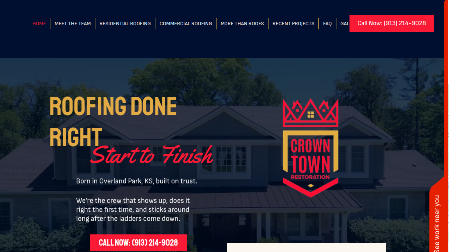 Screenshot of Crown Town Restoration, Inc. website