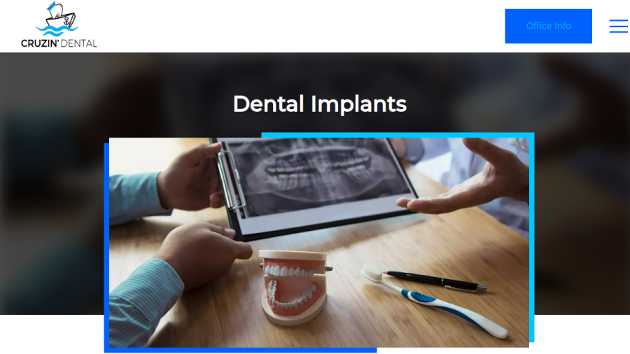 Screenshot of the Cruzin' Dental website
