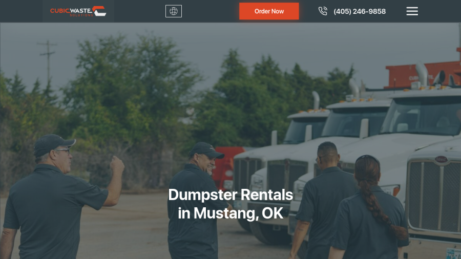 Screenshot of the Cubic Waste Solutions website