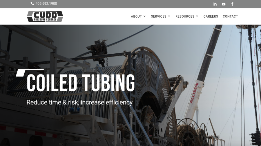 Screenshot of the Cudd Pressure Control website