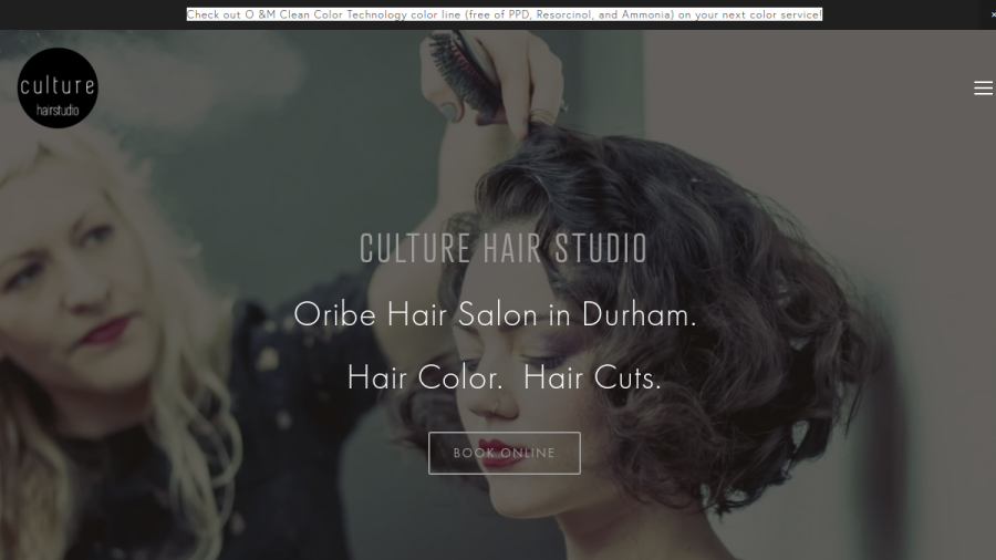 Culture Hair Studio website screenshot