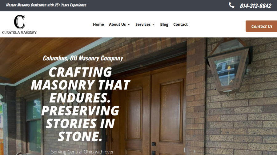 Screenshot of the Curatola Masonry website