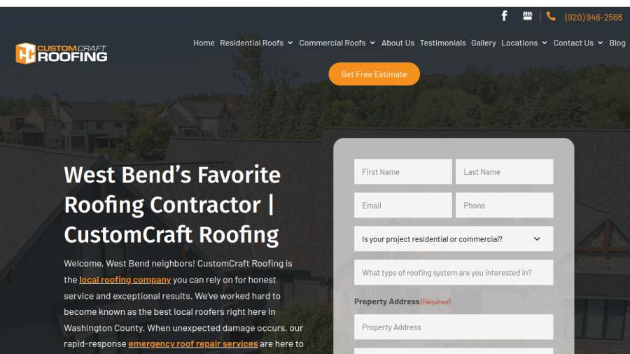 CustomCraft Roofing & Construction, LLC website screenshot