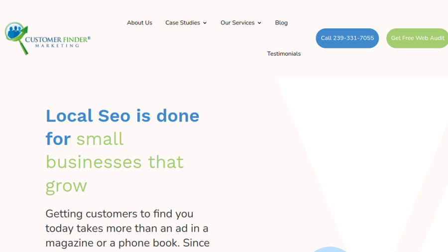 Customer Finder Marketing website