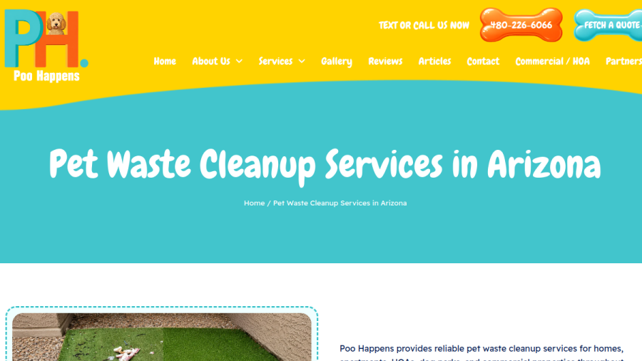 Screenshot of the Cut The Crap Pet Services website